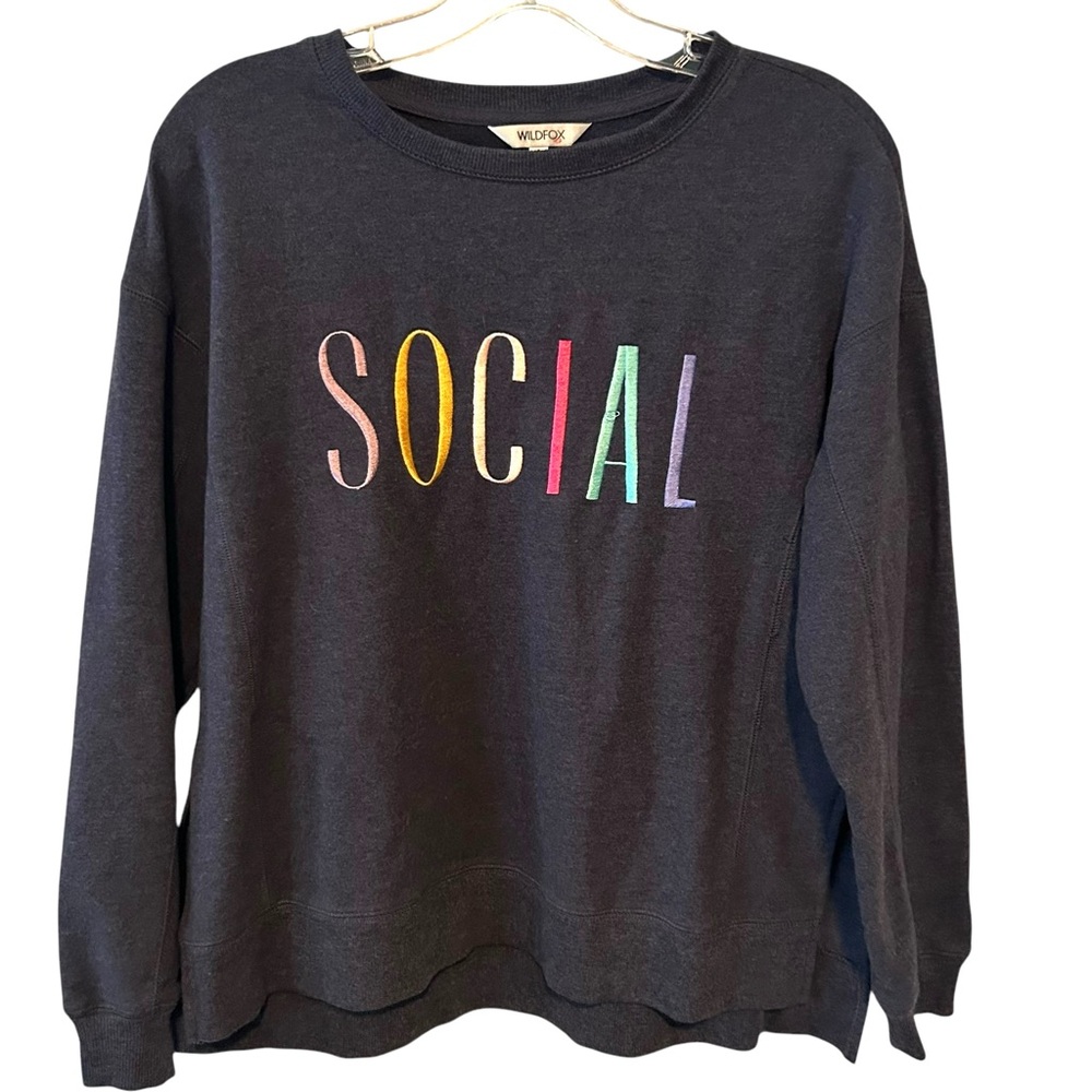 Wildfox Women's Blue "Social" Sweatshirt in Size S